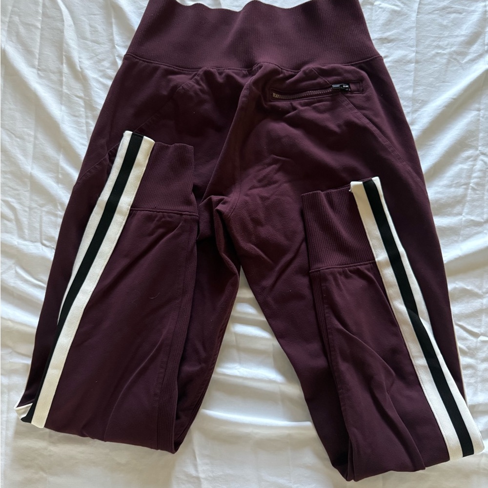 Athleta Maroon Track Joggers with Side Stripes size XXS - Picture 4 of 5